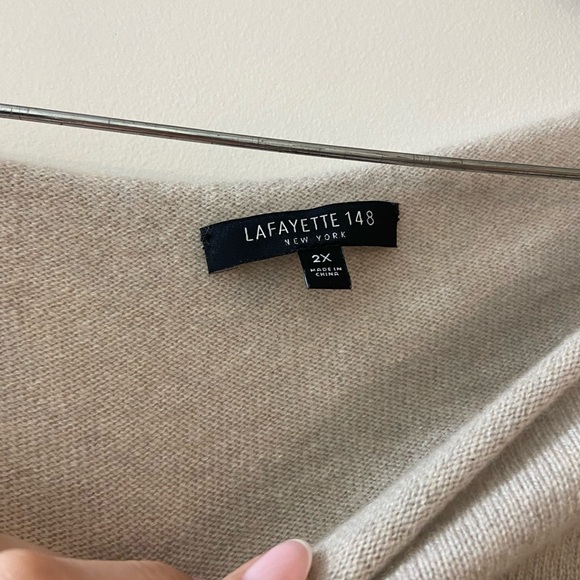 Lafayette 148 New York Tan Cashmere Sweater - Picture 4 of 4